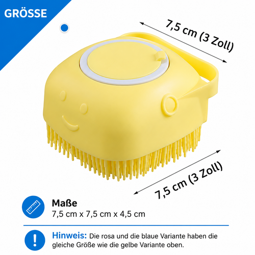 Pawora Bade- & Massagebürste mit Shampoo-Spender für Hunde